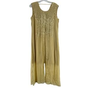 AM:PM Gold Viscose Embellished Sleeveless Midi Sheath Dress Women’s Size M NWT